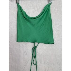 Zara Spaghetti Strap Backless Top Green Cami Womens S Adjustable Cropped